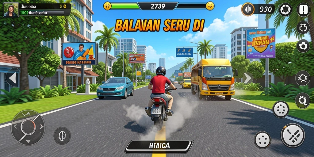 Screenshot gameplay 2739 menampilkan aksi balapan mendebarkan.