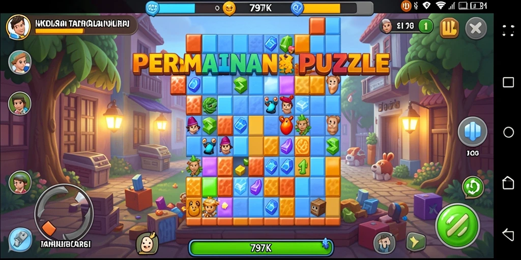 Gameplay 797K yang menantang dalam menyelesaikan puzzle.