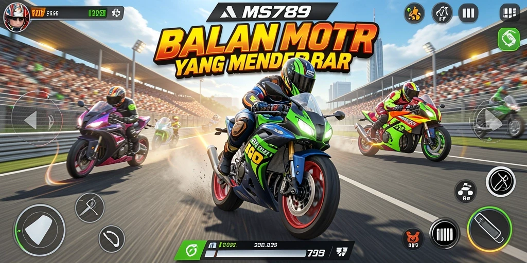 Gameplay mendebarkan di <strong>AMS789</strong> dengan aksi balapan motor yang intens.