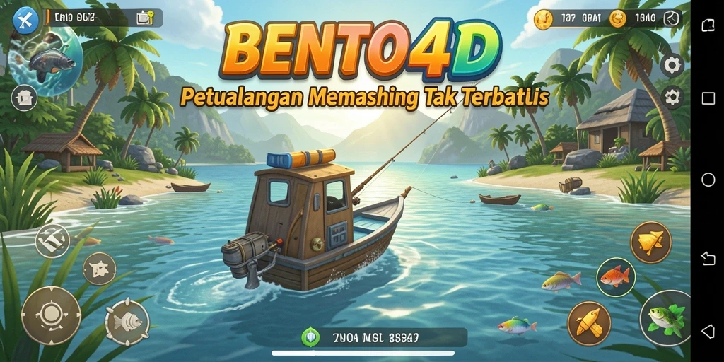 Screenshot gameplay BENTO4D menunjukkan momen memancing yang seru dan menantang.