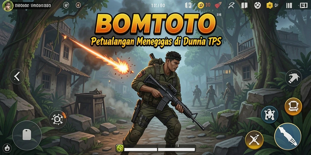 Menampilkan aksi menegangkan dalam gameplay TPS BOMTOTO.