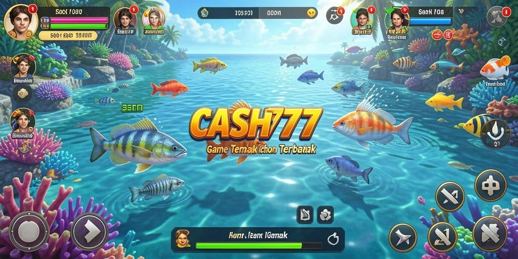 Tampilan gameplay CASH777 yang menarik dengan aksi menembak ikan.