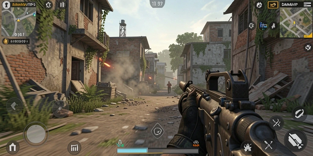 Tangkapan layar gameplay seru dari DANAVIP yang menunjukkan aksi pertempuran.