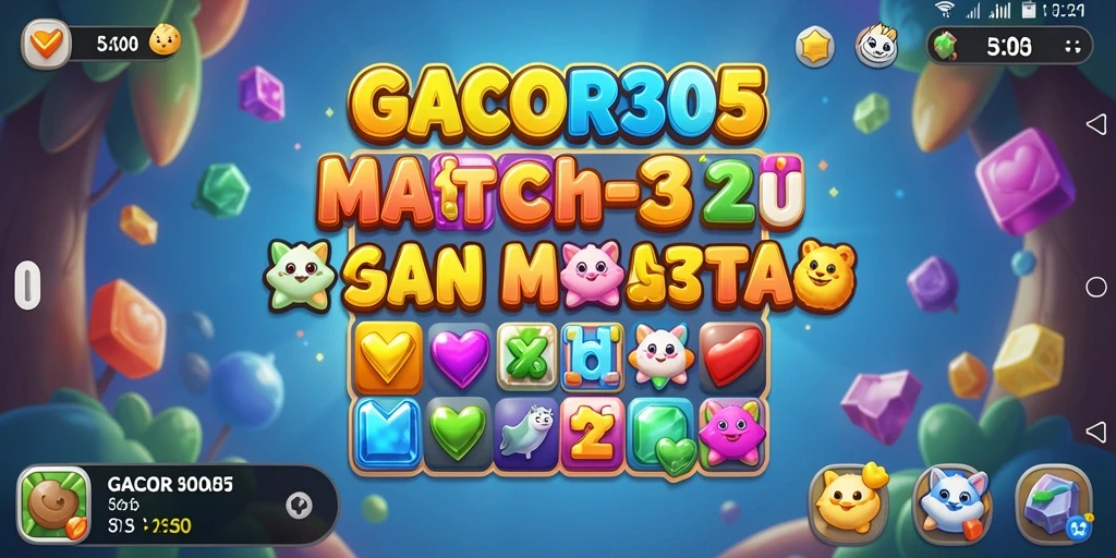 Screenshot GACOR305 menampilkan gameplay seru pertandingan Match-3.