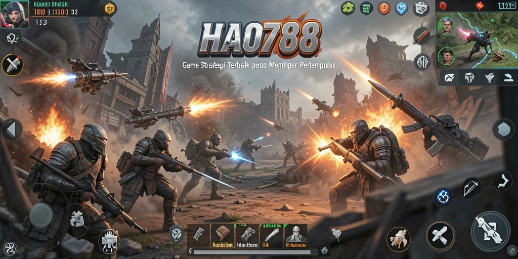 Tangkapan layar HAO788 menampilkan aksi pertempuran strategi yang intens.