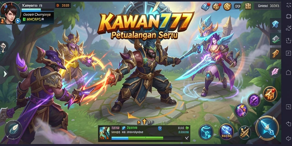 Screenshot gameplay KAWAN777 menampilkan petualangan epik dalam MMORPG.