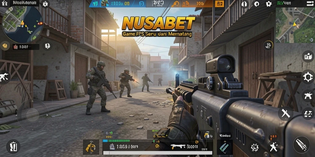 Tangkapan layar NUSABET menampilkan pertempuran intens dalam game FPS.