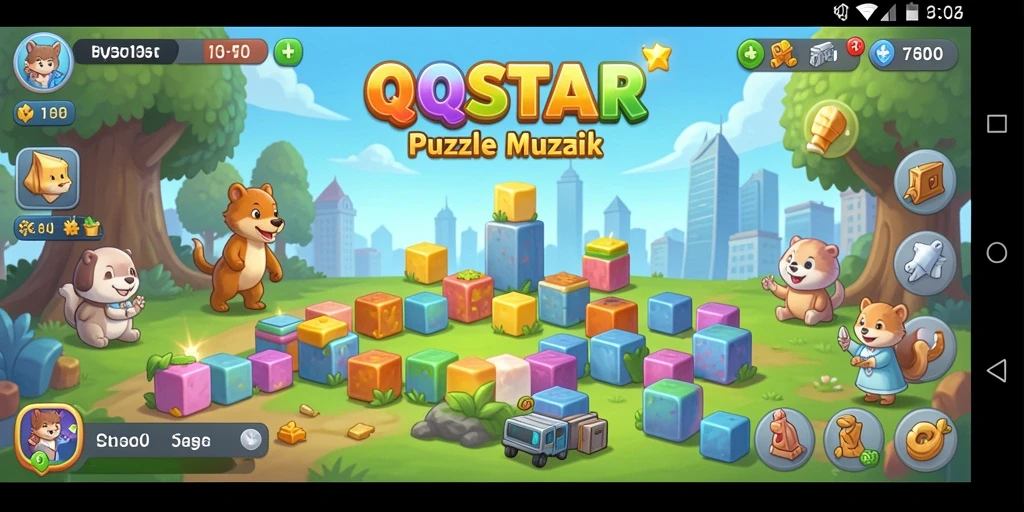 Tampilan gameplay menakjubkan dari QQSTAR yang penuh warna.